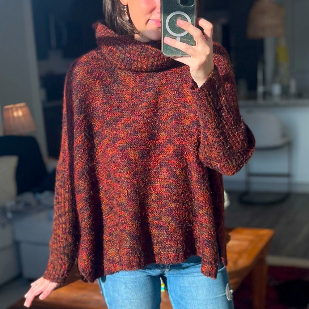 Burgundy turtle/cowl neck sweater
